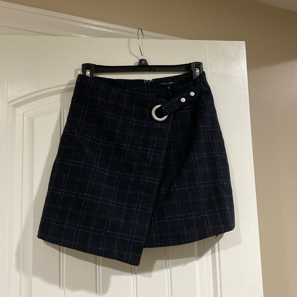 Plaid Mini Skirt Faux Wool